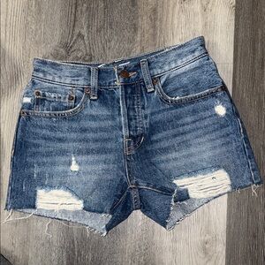 Free People Jean Denim Distressed Shorts